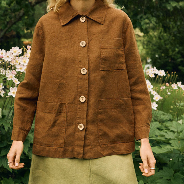 Custom Women Classic Brown Linen Blazer Manufacturer