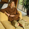 Custom Women Classic Brown Linen Blazer Manufacturer