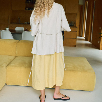 Factory Custom Light Beige Linen Overshirt with Half Sleeves Manufacturer