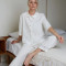 Custom Women Linen Loungewear Set with Lace Trim Manufacturer