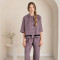 Custom Women Purple-Grey Linen Pajama Set with Lace Trim Manufacturer