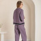 Custom Women Purple-Grey Linen Pajama Set with Lace Trim Manufacturer