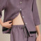 Custom Women Purple-Grey Linen Pajama Set with Lace Trim Manufacturer