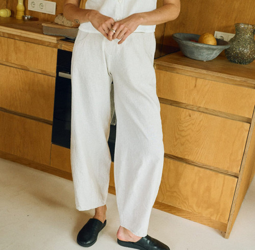 Factory Custom High-Waisted Linen Wide-Leg Pants Manufacturer