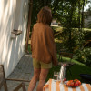 Wholesale Custom Brown Linen Blazer with Tie-Front Closure Manufacturer