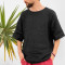 Factory Custom Black Loose-Fit Men Linen T-Shirt Manufacturer
