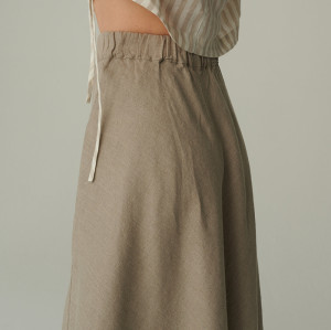 Special Offer – Quick Delivery Natural Beige Linen Midi Skirt
