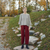 In Stock Brick Red Linen Wide-Leg Pants – Timeless and Comfortable