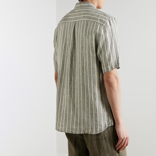 Wholesale Custom Striped Linen Short Sleeve Shirt Manufacturer for Men