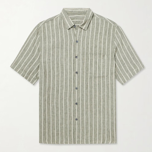 Wholesale Custom Striped Linen Short Sleeve Shirt Manufacturer for Men