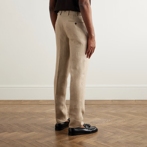 Custom Men 100% Linen Straight-Leg Suit Trousers Manufacturer