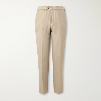 Custom Men 100% Linen Straight-Leg Suit Trousers Manufacturer