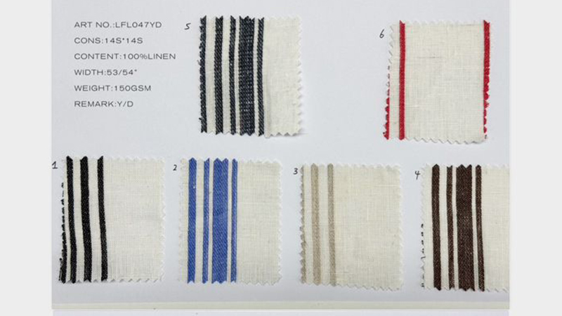 100% Linen Stripe Woven Fabric