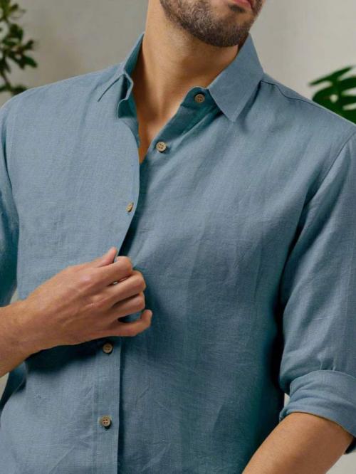 Custom Men’s Slim-Fit Linen Shirt 100% Linen | OEM/ODM Manufacturer
