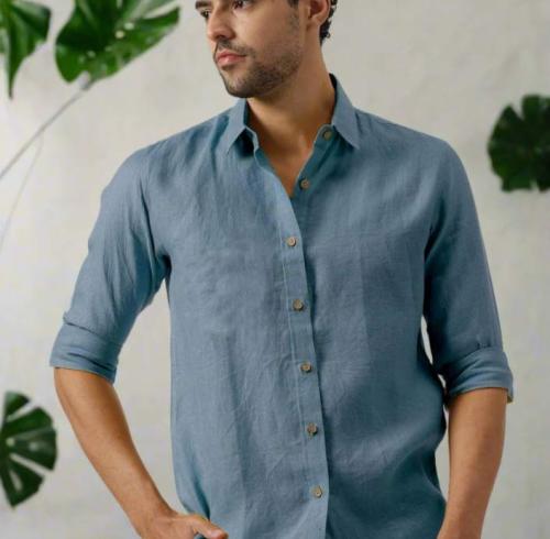 Custom Men's Slim-Fit Linen Shirt 100% Linen | OEM/ODM Manufacturer