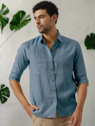 Custom Men’s Slim-Fit Linen Shirt 100% Linen | OEM/ODM Manufacturer