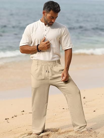 Custom linen beach pants for men OEM manufacturer