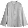 Custom Women's Stand Collar Linen Shirt Manufacturer | OEM ODM Linen Blouse Supplier (MOQ 30pcs)