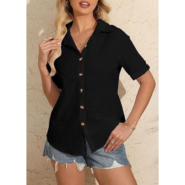 Custom Women's Linen V-Neck Shirt Manufacturer | Private Label Support
