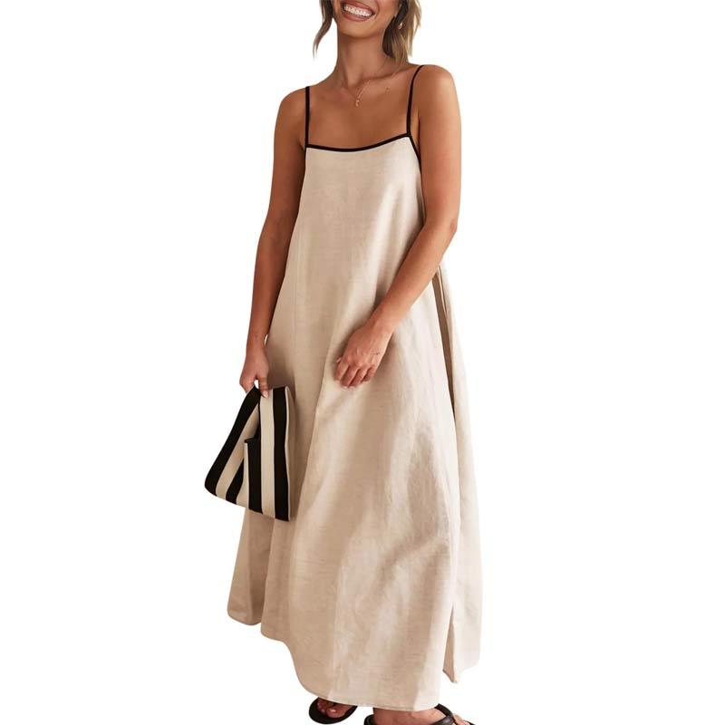 Custom linen sleeveless backless beach dress manufacturer