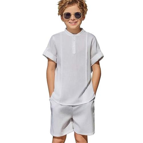 Custom Boys'Linen Two-Piece Set | Breathable Summer Outfit Manufacturer