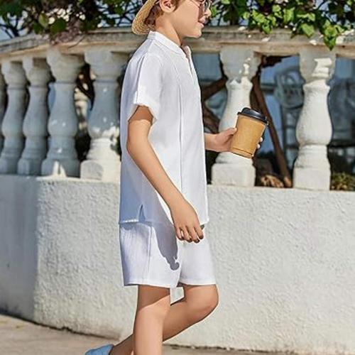 Custom Boys'Linen Two-Piece Set | Breathable Summer Outfit Manufacturer