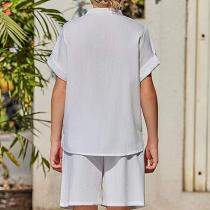 Custom Boys'Linen Two-Piece Set | Breathable Summer Outfit Manufacturer