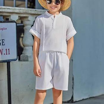 Custom Boys'Linen Two-Piece Set | Breathable Summer Outfit Manufacturer