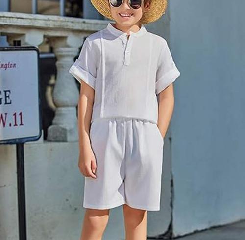Custom Boys'Linen Two-Piece Set | Breathable Summer Outfit Manufacturer