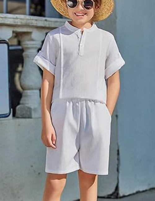 Custom Boys'Linen Two-Piece Set | Breathable Summer Outfit Manufacturer