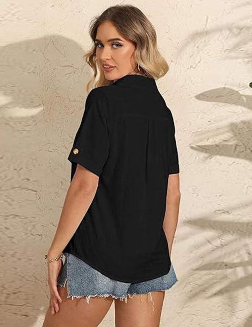 Custom Women's Linen V-Neck Shirt Manufacturer | Private Label Support