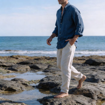 Custom Classic Casual Men Linen Long Sleeve Shirt Manufacturer