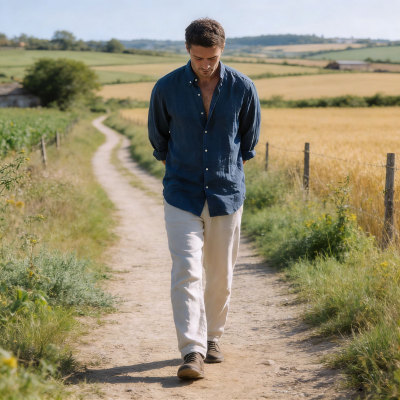 Custom Classic Casual Men Linen Long Sleeve Shirt Manufacturer