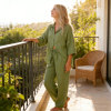 Custom Women Olive Green Linen Loungewear Set Manufacturer