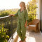 Custom Women Olive Green Linen Loungewear Set Manufacturer