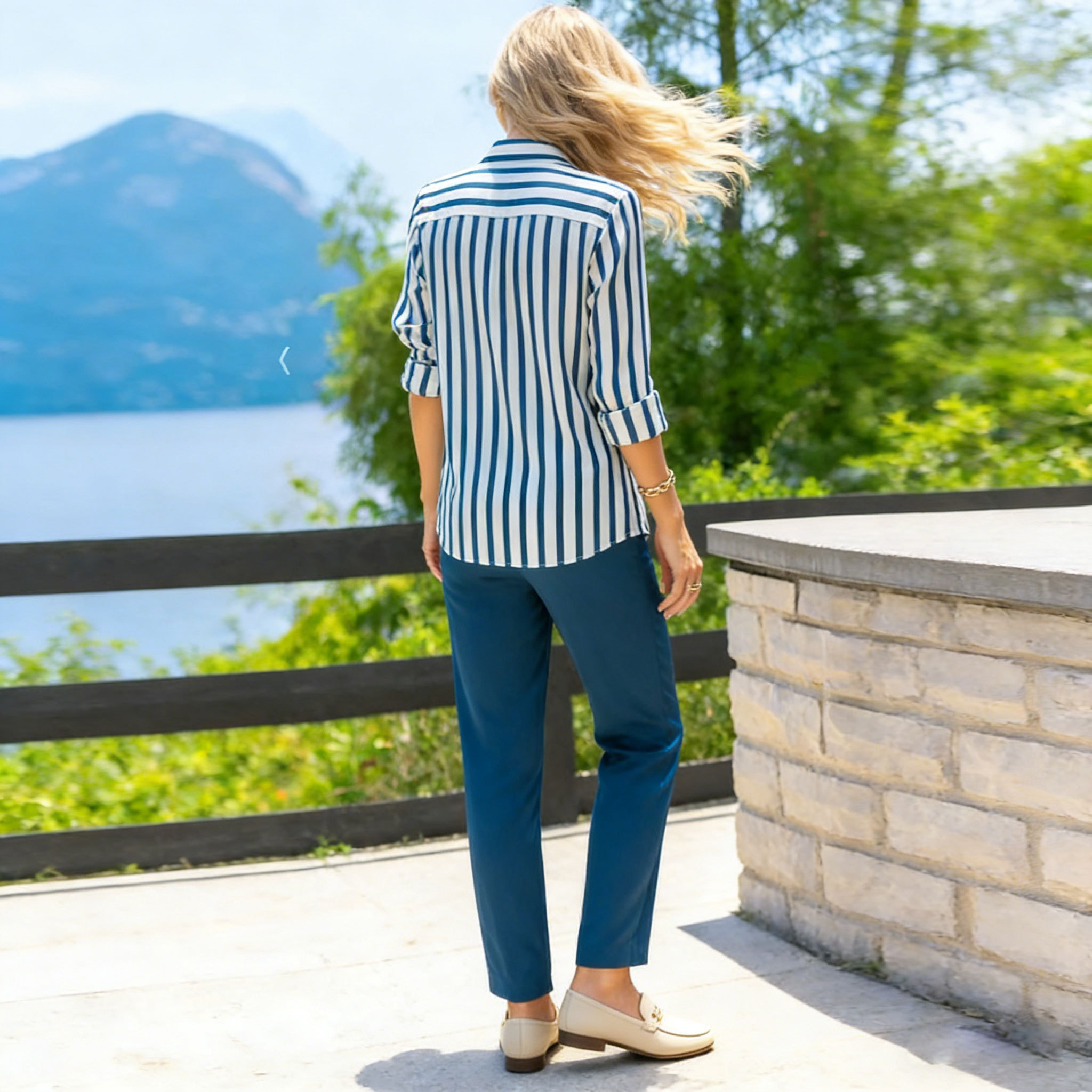 Custom Silk Stripe Blouse Manufacturing