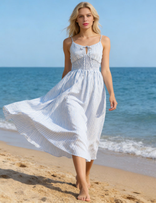 Striped Linen Maxi Dress Manufacturer | Custom Linen Summer Dresses – Linenwind