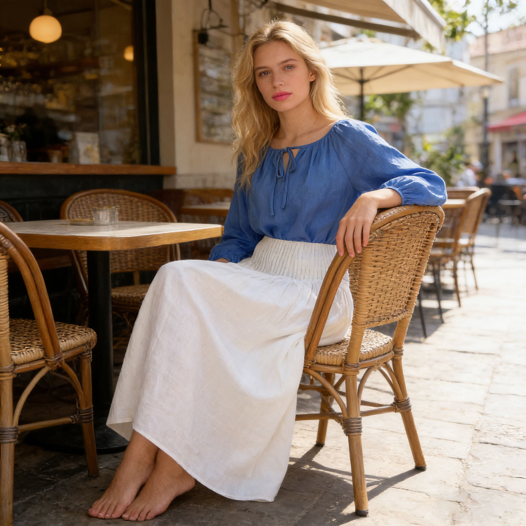 Custom Linen Blouse and Midi Skirt Set Manufacturer