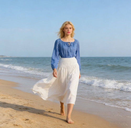 Custom Linen Blouse and Skirt Set Manufacturer | Sustainable Linen Clothing