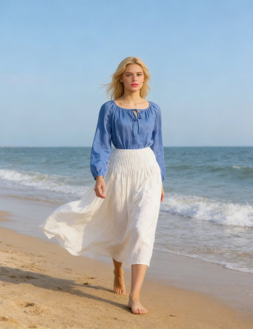 Custom Linen Blouse and Skirt Set Manufacturer | Sustainable Linen Clothing