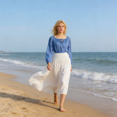 Custom Linen Blouse and Skirt Set Manufacturer | Sustainable Linen Clothing