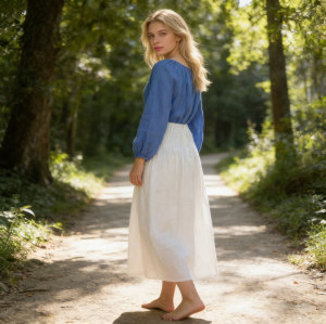 Custom Linen Blouse and Skirt Set Manufacturer | Sustainable Linen Clothing