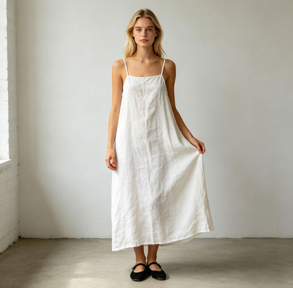 Custom Linen Slip Maxi Dress | Private Label Linen Dress Factory