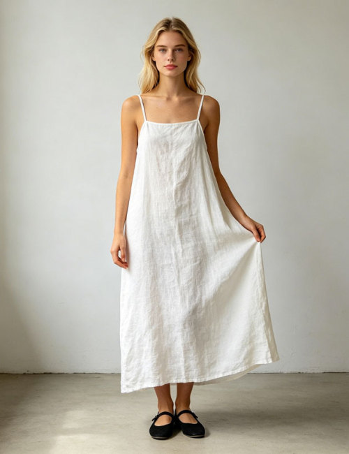 Custom Linen Slip Maxi Dress | Private Label Linen Dress Factory