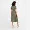 Custom Linen Wrap Dress Manufacturer | Sage Green Midi Dress for Women | Sustainable Linen Clothing Supplier
