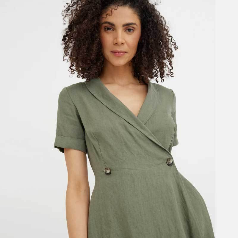 Custom Linen Wrap Dress Manufacturer