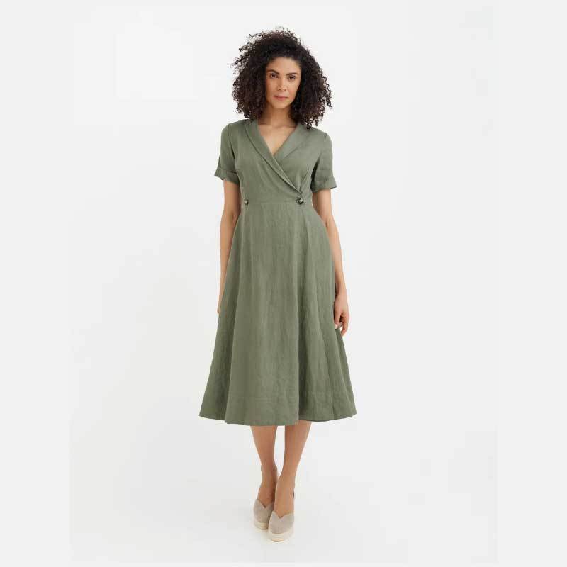 Custom Linen Wrap Dress Manufacturer