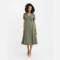 Custom Linen Wrap Dress Manufacturer | Sage Green Midi Dress for Women | Sustainable Linen Clothing Supplier