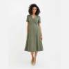 Custom Linen Wrap Dress Manufacturer | Sage Green Midi Dress for Women | Sustainable Linen Clothing Supplier