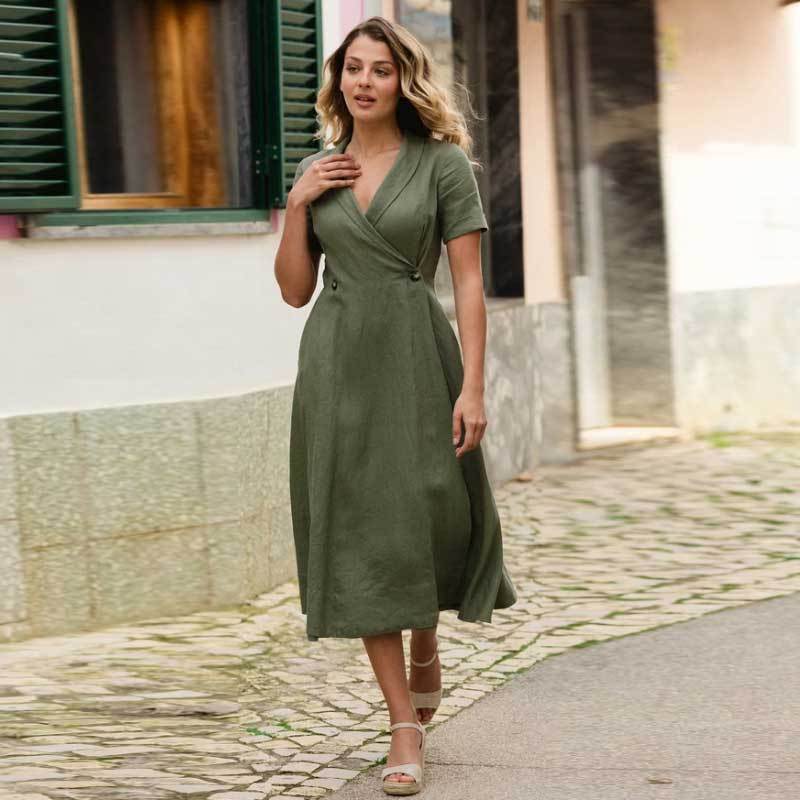 Custom Linen Wrap Dress Manufacturer